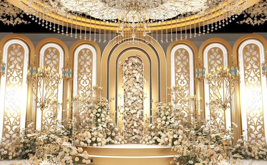 宁波香槟色调婚礼堂效果展示